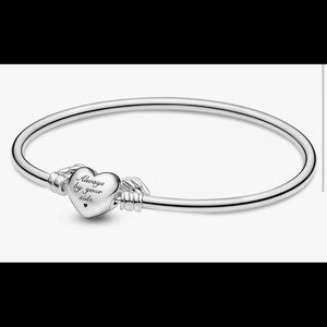 Authentic Pandora ALE S925 Always By Your Side Winged Heart Bangle Bracelet
